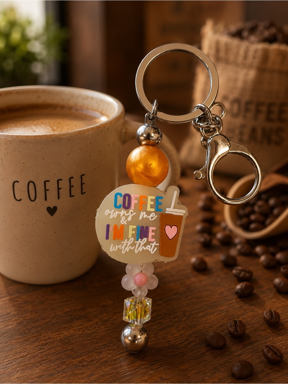 Handmade Coffee Owns Me & I’m Fine With That Keychain